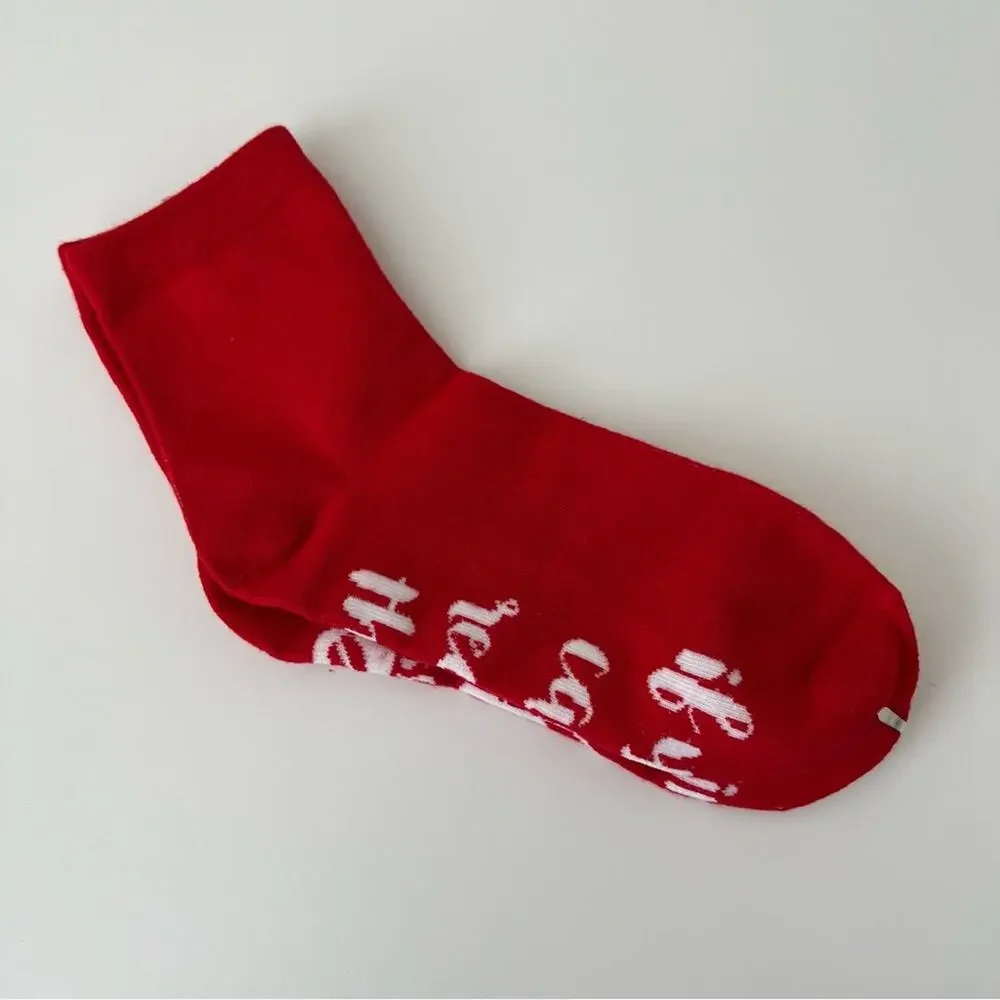 If you can read this bring me coffee red white crew socks